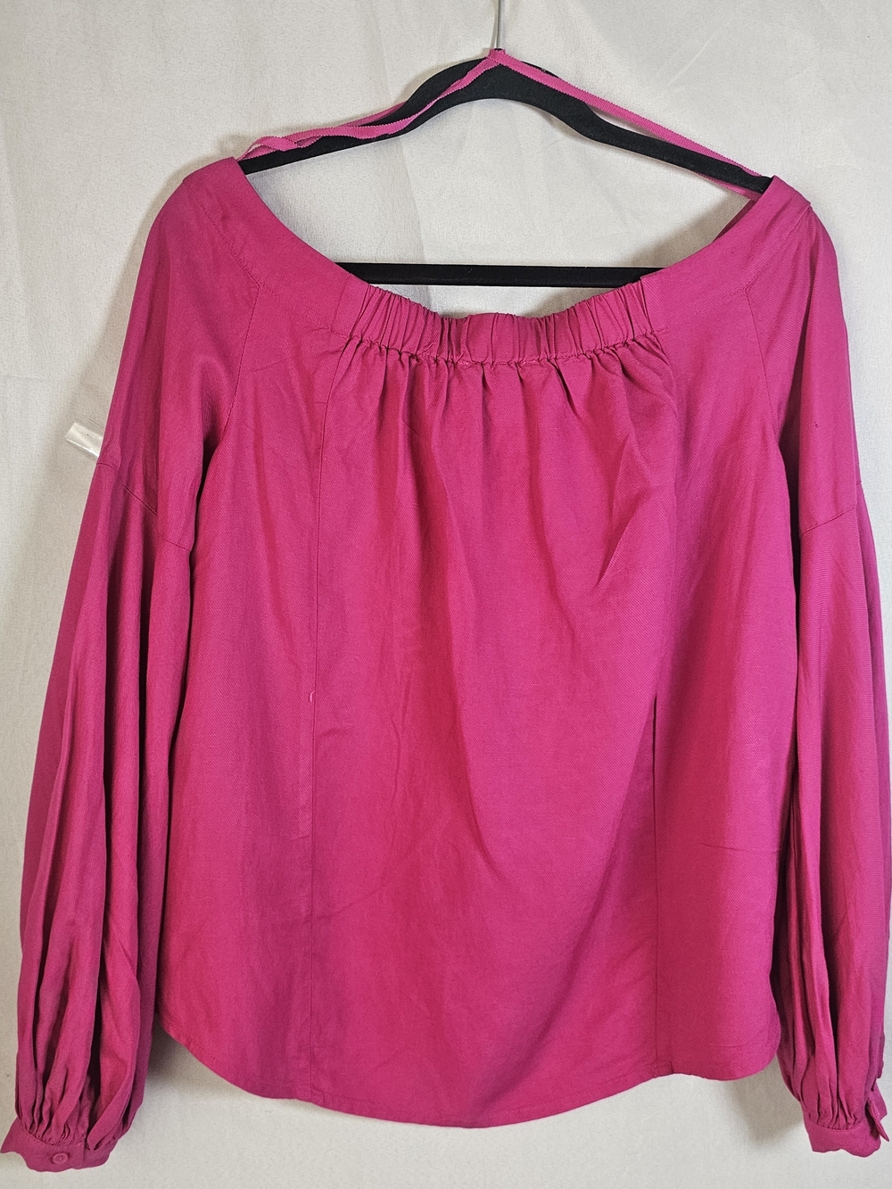 NWT Anthropologie Floreat Balloor Sleeve Peasant Top Size 2 Magenta Linen Blend - Picture 5 of 15